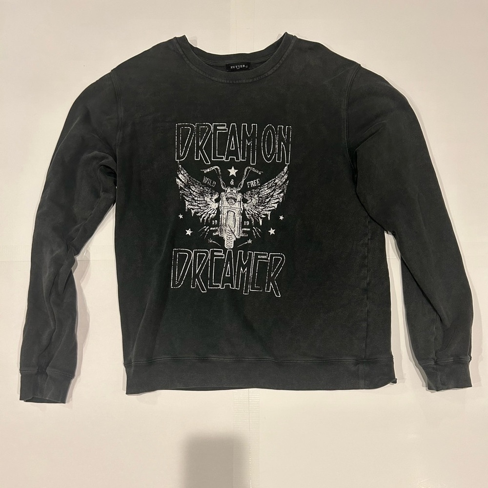 Zutter Sweatshirt Dream on Dreamer Grey Large French Terry Cotton Motorcycle